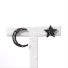 Black and White Diamond Accent Moon and Star Mismatch Stud Earrings in Sterling Silver with Black Rhodium