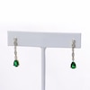 Pear-Shaped Lab-Created Emerald and White Sapphire Marquise Frame Drop Earrings in Sterling Silver with 14K Gold Plate