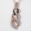 0.23 CT. T.W. Enhanced Black and White Diamond Graduated Three Link Chain Drop Pendant in 10K Rose Gold