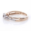 Lab-Created White Sapphire Three Stone Split Shank Ring in 10K Rose Gold