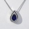 Pear-Shaped Lab-Created Blue and White Sapphire Frame Teardrop Pendant in Sterling Silver