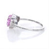 Heart-Shaped Lab-Created Pink Sapphire and 0.065 CT. T.W. Diamond Frame Buckle Ring in Sterling Silver
