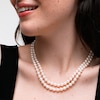 6.5mm Freshwater Cultured Pearl Double Strand Necklace with 14K Gold Round Filigree Clasp