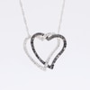 0.24 CT. T.W. Black and White Diamond Double Interlocking Hearts Necklace in 10K White Gold - 17"
