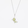 Pear-Shaped Peridot and White Lab-Created Sapphire Butterfly Outline Silhouette Pendant in Sterling Silver