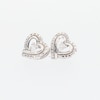 Diamond Accent Heart Beaded Frame Stud Earrings in Sterling Silver