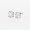 Diamond Accent Beaded Cushion-Shaped Frame Stud Earrings in Sterling Silver