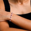 Cushion-Cut Lab-Created Ruby and Oval White Lab-Created Sapphire Alternating Line Bracelet in Sterling Silver – 7.25"