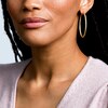 Italian Brilliance™ 45.0mm Diamond-Cut Glitter Tube Hoop Earrings in 14K Gold
