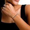 Emerald-Cut Smoky Quartz and White Lab-Created Sapphire Kite Frame Alternating Line Bracelet in Sterling Silver – 7.25"