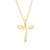 Diamond Accent Loop Cross Pendant in Sterling Silver with 14K Gold Plate