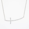 0.13 CT. T.W. Diamond Curved Sideways Cross Necklace in Sterling Silver