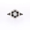 1.25 CT. T.W. Black and White Diamond Double Frame Split Shank Engagement Ring in 10K White Gold