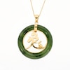 Jade Chinese "Rabbit" Open Circle Frame Pendant in 14K Gold