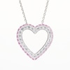 Pink and White Lab-Created Sapphire Heart Outline Pendant in Sterling Silver