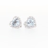 5.0mm Heart-Shaped Simulated Aquamarine and White Lab-Created Sapphire Frame Stud Earrings in Sterling Silver
