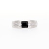 Men's 5.5mm Square-Cut Black Onyx and White Lab-Created Sapphire Band in Sterling Silver