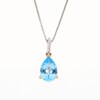 Pear-Shaped Swiss Blue Topaz Solitaire with Rope-Textured Bail Pendant in Sterling Silver and 10K Gold