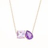 Pear-Shaped and Cushion-Cut Amethyst Toi et Moi Necklace in 10K Gold