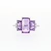 Baguette Amethyst and 0.115 CT. T.W. Diamond Three Stone Ring in 10K White Gold