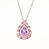 Pear-Shaped Amethyst and Diamond Accent Double Frame Pendant in Sterling Silver