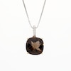 10.0mm Cushion-Cut Smoky Quartz Solitaire Pendant in Sterling Silver and 10K Gold