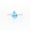 Pear-Shaped Swiss Blue Topaz Solitaire Rope-Textured Shank Ring in Sterling Silver and 10K Gold
