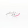 0.19 CT. T.W. Cushion-Shaped Multi-Diamond Pink Enamel Open Split Shank Ring in Sterling Silver
