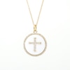 0.31 CT. T.W. Diamond Frame White Enamel Cross Circle Pendant in Sterling Silver with 14K Gold Plate