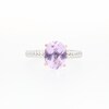 Oval Pink Amethyst Solitaire Rope-Textured Shank Ring in Sterling Silver and 10K Rose Gold