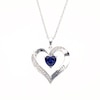 6.0mm Simulated Gemstone and White Lab-Created Sapphire Engravable Heart Pendant in Sterling Silver (1 Stone and Line)