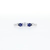 0.33 CT. T.W. Diamond and Pear-Shaped Blue Sapphire Past Present Future® Engagement Ring in 14K White Gold (I/I2)