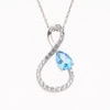 Pear-Shaped Swiss Blue Topaz and White Lab-Created Sapphire Loop Infinity Pendant in Sterling Silver
