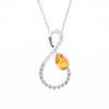 Pear-Shaped Citrine and White Lab-Created Sapphire Loop Infinity Pendant in Sterling Silver