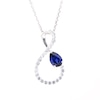 Pear-Shaped Blue and White Lab-Created Sapphire Loop Infinity Pendant in Sterling Silver