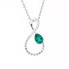 Pear-Shaped Lab-Created Emerald and White Lab-Created Sapphire Loop Infinity Pendant in Sterling Silver