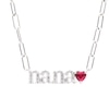 White Lab-Created Sapphire and Heart-Shaped Lab-Created Ruby "nana" Paper Clip Chain Necklace in Sterling Silver