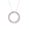 White Lab-Created Sapphire and Lab-Created Ruby Double Row Circle Pendant in Sterling Silver