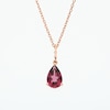 Pear-Shaped Rhodolite Garnet and Diamond Accent Drop Pendant in 10K Rose Gold
