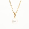 Freshwater Cultured Pearl Offset Paper Clip Chain Necklace in 10K Gold