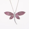 Lab-Created Ruby and White Lab-Created Sapphire Dragonfly Pendant in Sterling Silver