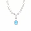 Pear-Shaped Swiss Blue Topaz and White Lab-Created Sapphire Link Drop Necklace in Sterling Silver - 19.25"