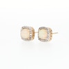 6.0mm Cushion-Shaped Cabochon Opal and 0.18 CT. T.W. Diamond Frame Stud Earrings in 10K Gold