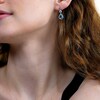 Pear-Shaped Swiss Blue Topaz and White Lab-Created Sapphire Link Drop Earrings in Sterling Silver