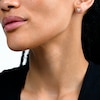 Cubic Zirconia Puffed Heart Stud Earrings in 10K Gold