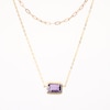 Sideways Emerald-Cut Amethyst Double Chain Necklace in 10K Gold - 17"