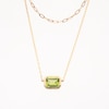 Sideways Emerald-Cut Peridot Double Chain Necklace in 10K Gold - 17"