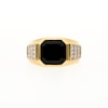 Men's Sideways Rectangular Onyx and 0.10 CT. T.W. Diamond Line Ring in 10K Gold