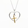 0.05 CT. T.W. Diamond Heart with Cross Charm Pendant in Sterling Silver and 10K Gold