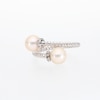 Freshwater Cultured Pearl and White Lab-Created Sapphire Rope Wrap Ring in Sterling Silver-Size 7